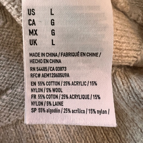 American Eagle Textured / Design Knit Hooded Sweater Beige / Cream Size L - Picture 6 of 6